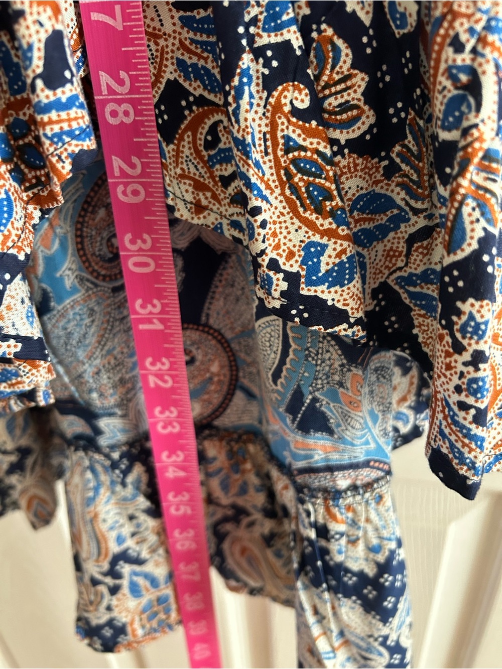 Christian Siriano Blue Paisley ruffled tiered Maxi Skirt - Picture 6 of 8